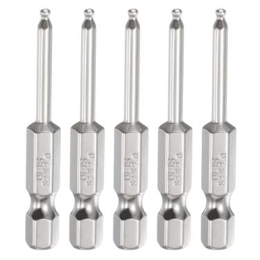 Imagem de HARFINGTON 5 peças de chave de fenda sextavada de ponta esférica H2 (2 mm) cabeça 1/10.2 cm haste sextavada 50 mm (2") de comprimento magnético S2 aço métrico chave de fenda chave de broca soquete