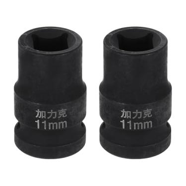 Imagem de HARFINGTON 2 peças soquete quadrado de 4 pontos 1/5.1 cm Drive 11 mm soquete de impacto quadrado métrico CR-V Blackening luva de roda padrão ferramenta de manga pneumática para reparo de automóveis