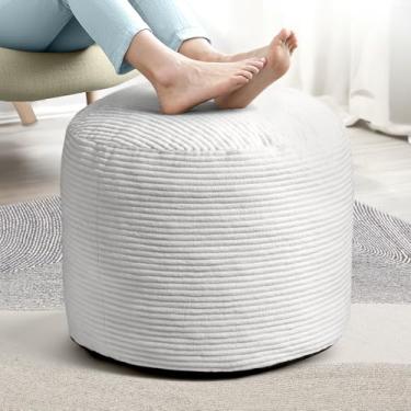 Imagem de JDMSHCA Pufes de veludo cotelê de tamanho duplo com zíper oculto – Pufes ergonômicos de apoio para os pés de espuma viscoelástica para mesas de escritório, sofás e pisos delicados, cinza claro 66 cm x