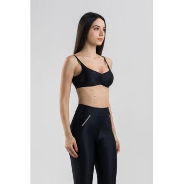 Imagem de Kit Legging Ziper Reflect + Top Lara - Preto - MULHER ELASTICA, G