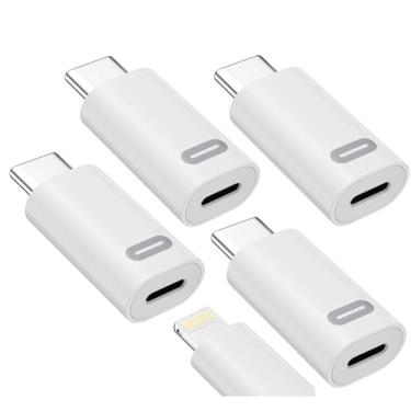 Imagem de DESOFICON Pacote Com 4 Adaptadores De Carregamento Para Iphone Certificação Apple Mfi, Conector Usb-C Macho Lightning Fêmea, Conversor Rápido Pd 8 Pinos Tipo C, Sincronização Dados 16, 15 Pro Max, I