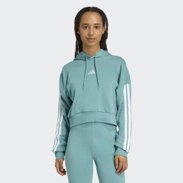Imagem de Moletom Cropped Adidas Essentials 3S com Capuz Feminino-Feminino