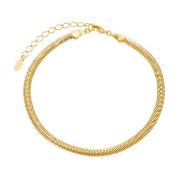 Imagem de Tornozeleira piuka fernanda malha metal fina folheada a ouro 18k, Dour