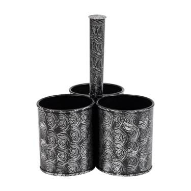 Imagem de Mind Reader Organizador de metal de 3 compartimentos com alça, armazenamento multiuso, metal galvanizado, 18 cm C x 17,8 cm L x 24 cm A, prata