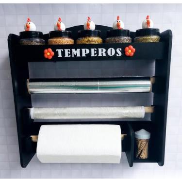 Imagem de Porta temperos Galinha porta condimentos com 5 potes decorados - Art F