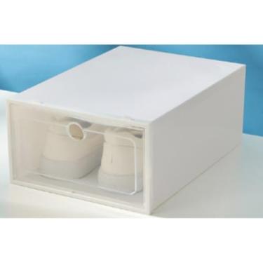 Imagem de Kit 10 Caixa Organizador Para Tênis Sapatos Multiuso Empilhável Tampa Flip Feminino Masculino(Branco)