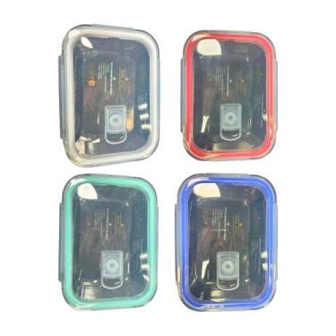 Imagem de Pote Hermético de Vidro Retangular com 4 Travas - Bela Flor, 700ml, Az