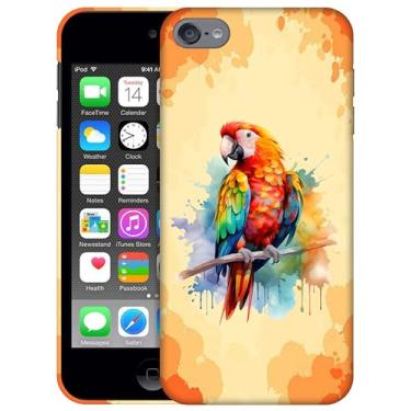Imagem de SM CASES Capa para iPod Touch 7, capa para iPod Touch 6, capa para iPod Touch 5 - Capa de plástico rígido com design de aquarela de papagaio impresso em 3D para iPod Touch 7/6/5.