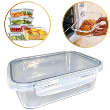 Imagem de Pote Vidro Hermética Marmita Tampa Silicone 1040ml Forno Microondas Li