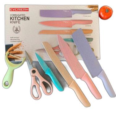 Imagem de Conjunto Jogo De Facas Inox Profissional Colorido 6 Pçs Chef