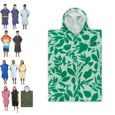 Imagem de COR Surf Roupão de toalha de troca de poncho com capuz e bolso frontal | Toalha poncho grossa de microfibra de secagem rápida para surfe, praia, piscina, natação (Médio, Kailua)