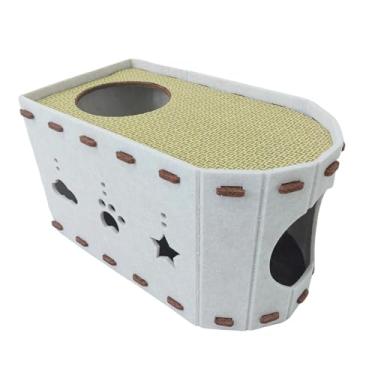 Imagem de WeiLaiKeQi Casa de caverna para gatos, cama para gatinhos, arranhador, casa de escalada para gatos adultos grandes, Bege