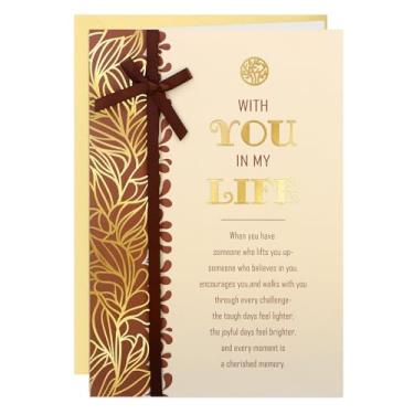 Imagem de DISJOURNEY Cartão de feliz aniversário romântico - 19,8 cm x 13,7 cm ouro folha e design de fita cartões de aniversário para marido, esposa, namorado, namorada - You in My Life