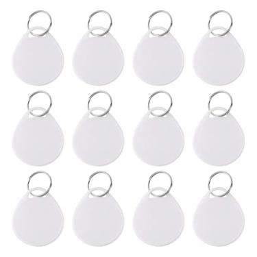 Imagem de GSHLLO 50 peças de etiquetas de plástico em branco com anel dividido em metal, etiquetas de identificação de chaveiro graváveis, etiquetas de identificação para uso em gerenciamento de aluguel