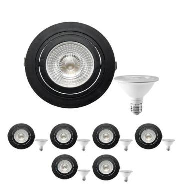 Imagem de 7 Spot Embutir Face Plana PAR30 + 1 Lâmpada LED 10W 6500K E27 - SAVE E