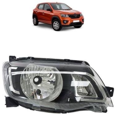 Imagem de Farol Dianteiro Kwid 2017 A 2022 Máscara Negra - Manfrog, Direito