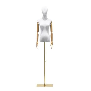 Imagem de Mannequin Torso de manequim feminino de veludo, base de metal ajustável e removível, adequado para camisetas, camisas, calças, chapéus, suéteres(White)