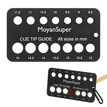 Imagem de MoyanSuper Medidor de ponta de taco de alumínio para bilhar – mede 8,5 mm a 15 mm de metal para piscina, sinuca, tacos leves e compactos (13 cm x 8,4 cm, 65 g)