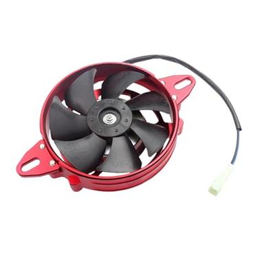Imagem de Mqetly Ventilador térmico elétrico de resfriamento, ventilador de radiador leve e resistente de liga de alumínio de 4 polegadas para quadriciclo UTV de 125, Vermelho