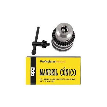 Imagem de Mandril Cônico Med. 3/4 Com Chave Pesado 5.0 a 20mm Encaixe B22 - Eda