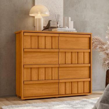Imagem de Cômoda para Quarto 8 Gavetas Ripado 100% MDF Tarsila - Madetec