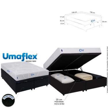 Imagem de Conjunto Queen com Colchão Fit Firm D33 Enrolado a Vácuo + Cama Baú Bipartida 158x198cm - Conforto Estilo e Praticidade