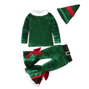 Imagem de Terno de Papai Noel Criança - Fantasia de Papai Noel com Chapéu - Fantasia de elfo para festa de baile de carnaval de Natal, suprimentos para festas anuais Pinnkl