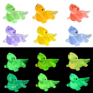 Imagem de UR URLIFEHALL 60 peças 6 cores luminosas mini lagarto decoração de jardim 3D estatuetas de resina animal para DIY micro casa de boneca, paisagem, jardim, vasos de plantas