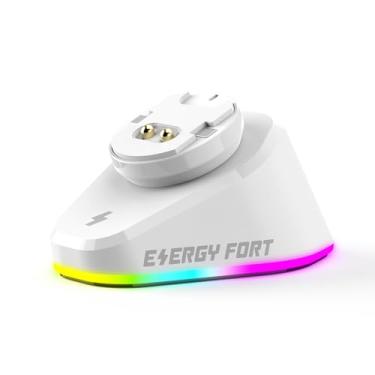 Imagem de MOSHOU Base de carregamento para Razer DeathAdder V2 Pro Naga Pro Viper Ultimate Basilisk Ultimate, Ratos de computador RGB Powerplay Disco de carregamento (branco)