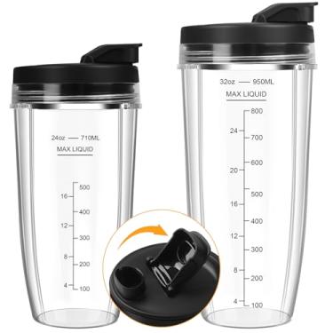 Imagem de Copos de liquidificador de reposição para Ninja, 680 g e 947 ml com tampas para viagem, compatíveis com Ninja BN401, BL456, BL480, BL2012, BL2013, BL4501, BN751, BN801, SS101, SS151 (pacote com 2)