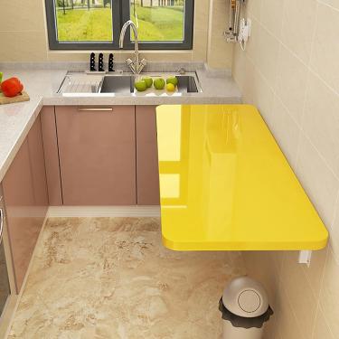 Imagem de Mesa Dobrável Montada Na Parede Para Lavanderia, Mesa Dobrável Montada Na Parede Para Pequenos Espaços De Economia, Mesa Flutuante Para Crianças Para Jantar, Quarto, Yellow, 60x50cm/24x20in