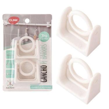 Imagem de Kit 2 Ganchos Adesivo Barra E Suporte De Varao Ck6696 - CLINK