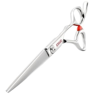 Imagem de Tesoura profissional de corte de cabelo 14 cm afiada tesoura de corte de cabelo tesoura de barbeiro feita de aço inoxidável 440c japonês de alta qualidade bloco de parada laranja para cabeleireiro