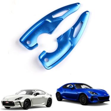 Imagem de KUNGKIC Para Toyota GR86 Subaru BRZ 2021-2025 Liga de Alumínio Volante Paddle Shift DSG Extensões Decoração Acessórios Interiores 2 PCS (Azul)
