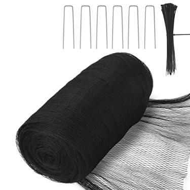 Imagem de Rede de pássaros para jardim, 124 x 120 m, malha resistente antipássaros com laços e grampos de paisagem para vegetais, árvores frutíferas e outras plantas, duradoura contra pássaros, esquilos e aves