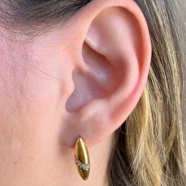 Imagem de Brinco Canoa Cravejado de Zircônias Banhado em Ouro 18K - Anastásia Jo