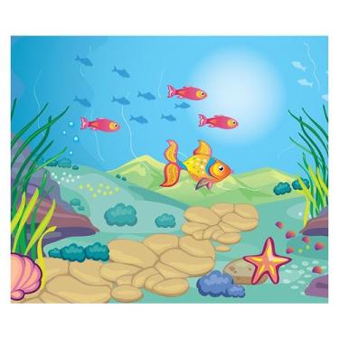 Imagem de Papel de Parede Adesivo Infantil Fundo do Mar Quarto Bebe - 736pcm - A