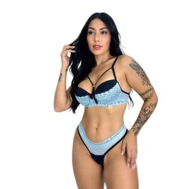Imagem de conjunto lingerie micro fibra e renda marcela - gire, Frozen, P