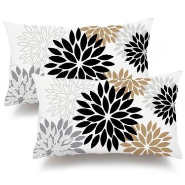 Imagem de Capas de travesseiro DFXSZ Preto Marrom 30x50cm Conjunto de 2 peças de