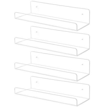 Imagem de Prateleiras de acrílico TONICE, pacote com 4, montadas na parede, 25 c