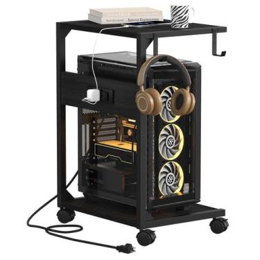 Imagem de Suporte de torre de computador Akxomel de 2 níveis com estação de carr