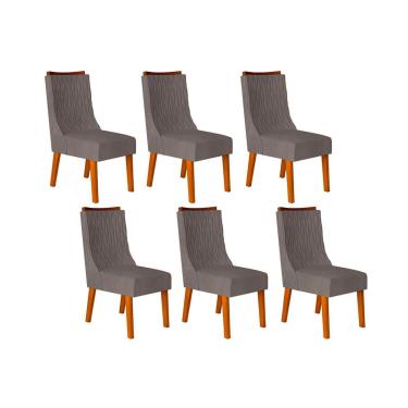 Imagem de Kit 6 Cadeiras Sala Jantar Jade 6 Un Freijó/Suede Lunar - DJ Móveis
