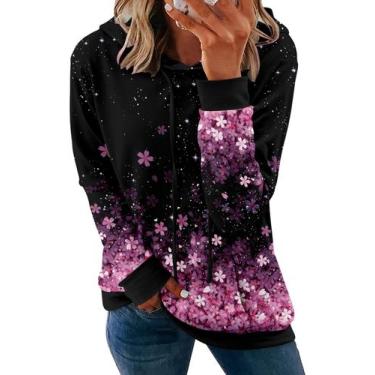 Imagem de Moletom com capuz Onlypuff, floral, inverno, feminino, GG