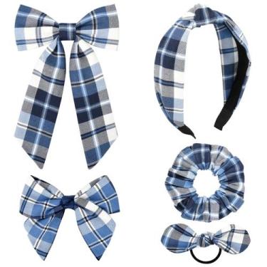 Imagem de Conjunto de laços de cabelo DEEKA Uniform Plaid para meninas em idade 
