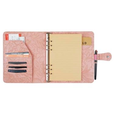 Imagem de Pasta de couro padronizada com 6 anéis, agenda A5 para mulheres, organizador de trabalho para homens, rosa