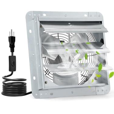 Imagem de Criditpid Exaustor De Veneziana De 12 Polegadas, 970 Cfm, Ventilador De Ventilação De Montagem Em Parede Com Interruptor Liga/Desliga Para Sótão, Estufa, Garagem, Galinheiro, Frontão, Galpão, Porão