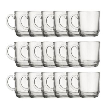 Imagem de Canecas Copos De Vidro Grosso 250ML Transparente Resistente 18 UN - PR