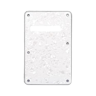 Imagem de DIAO79NI 6 furos PVC Strat placa traseira Tremolo Trem Cavity Cover para Fender EUA/Mexican Standard Stratocaster guitarra elétrica estilo moderno, pérola branca - 4ply
