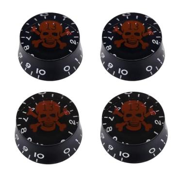 Imagem de Banworks Botões de controle de guitarra dos anos 60 puxadores métricos de 18 estrias de 6 mm (15/64 polegadas) 2 tons e 2 botões de velocidade de volume cartola superior para guitarras elétricas