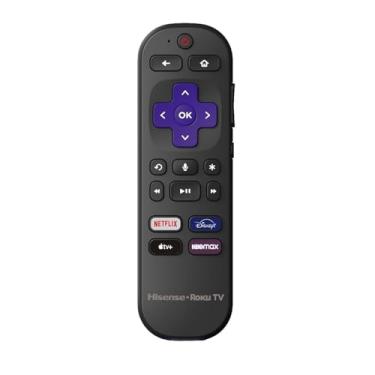 Imagem de Controle remoto de voz de substituição OEM compatível com todas as TVs Hisense Roku TV Smart 4K 【Não é compatível com Roku Stick e Roku Box】(Netflix/Disney Plus/Apple TV+/HBO Max) com controle de voz